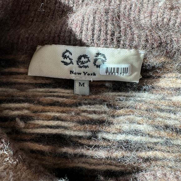 SEA New York Brown Fair Isle Sweater MEDIUM Wool Cottage Puff Sleeves Retro $400 - Picture 10 of 10